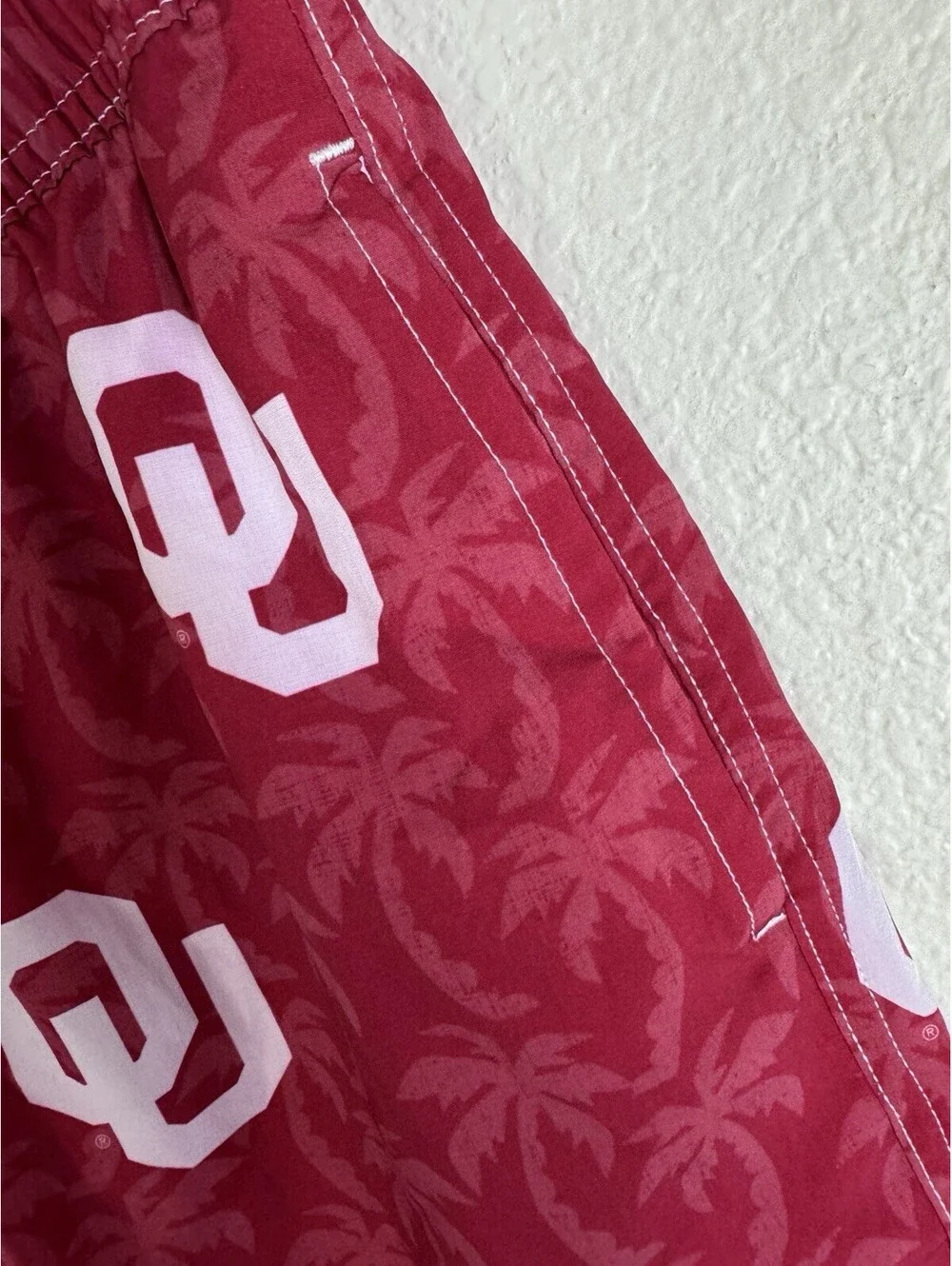 Wes and Willy Men's M Oklahoma Sooners OU Swim Trunks Red/White Drawstring